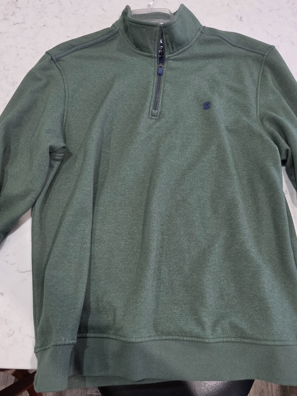 Izod Men's Heather Green Quarter-Zip Pullover